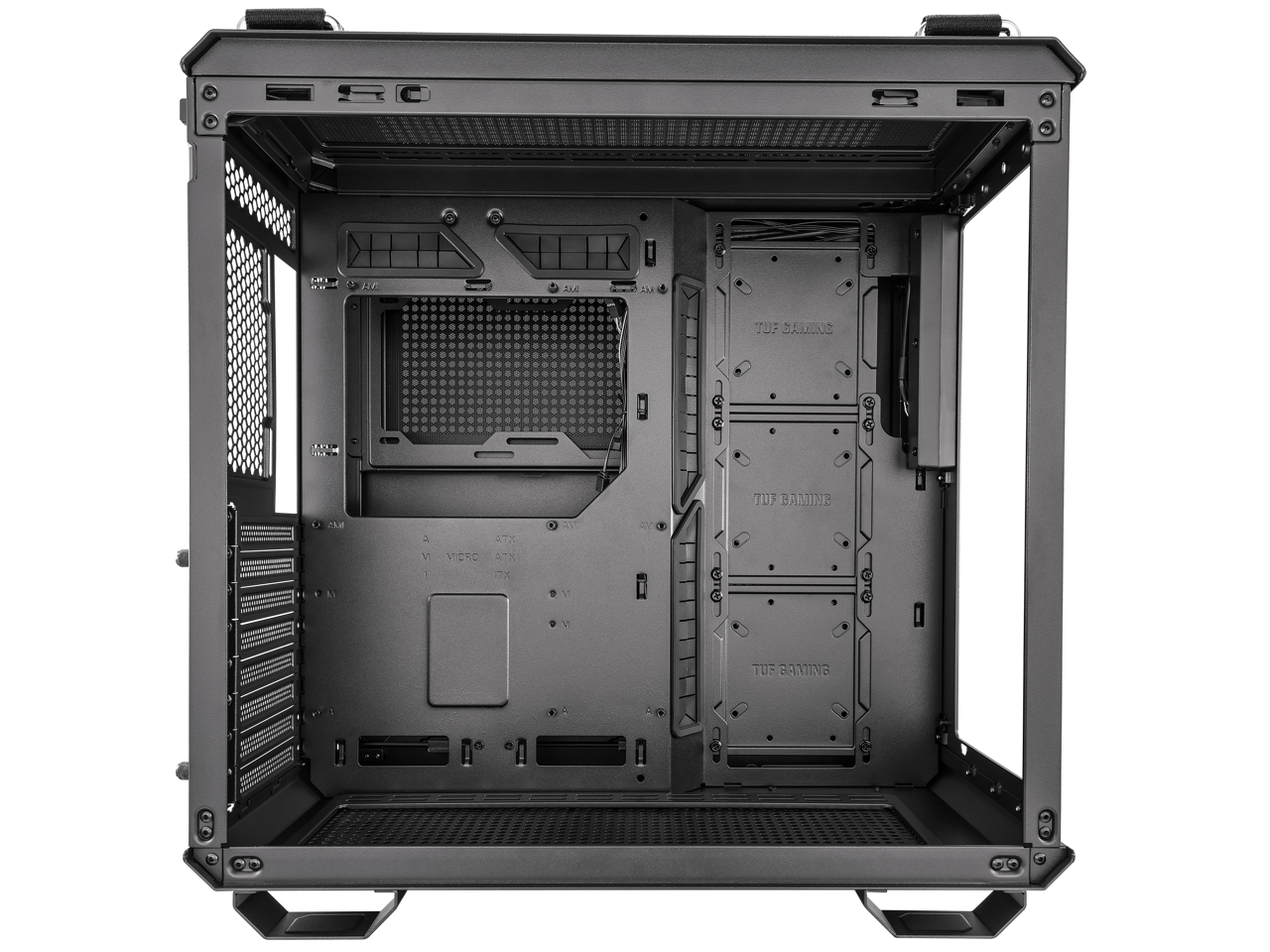ASUS TUF Gaming GT502 Black ATX Mid-Tower Computer Case with Front Panel RGB Button, USB 3.2 Type-C and 2x USB 3.0 Ports, 2- way Graphic Card Mounting Orientation Compatible, 360mm and 280mm Radiator