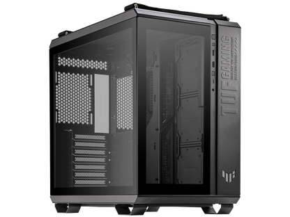 ASUS TUF Gaming GT502 Black ATX Mid-Tower Computer Case with Front Panel RGB Button, USB 3.2 Type-C and 2x USB 3.0 Ports, 2- way Graphic Card Mounting Orientation Compatible, 360mm and 280mm Radiator