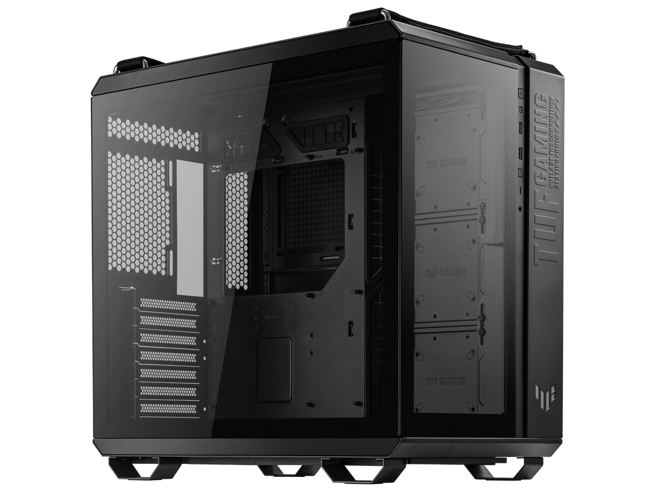 ASUS TUF Gaming GT502 Black ATX Mid-Tower Computer Case with Front Panel RGB Button, USB 3.2 Type-C and 2x USB 3.0 Ports, 2- way Graphic Card Mounting Orientation Compatible, 360mm and 280mm Radiator