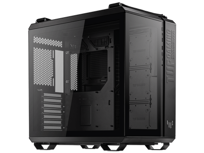ASUS TUF Gaming GT502 Black ATX Mid-Tower Computer Case with Front Panel RGB Button, USB 3.2 Type-C and 2x USB 3.0 Ports, 2- way Graphic Card Mounting Orientation Compatible, 360mm and 280mm Radiator