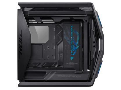 ASUS ROG Hyperion GR701 EATX full-tower computer case with semi-open structure, tool-free side panels, supports up to 2 x 420mm radiators, built-in graphics card holder,2x front panel Type-C