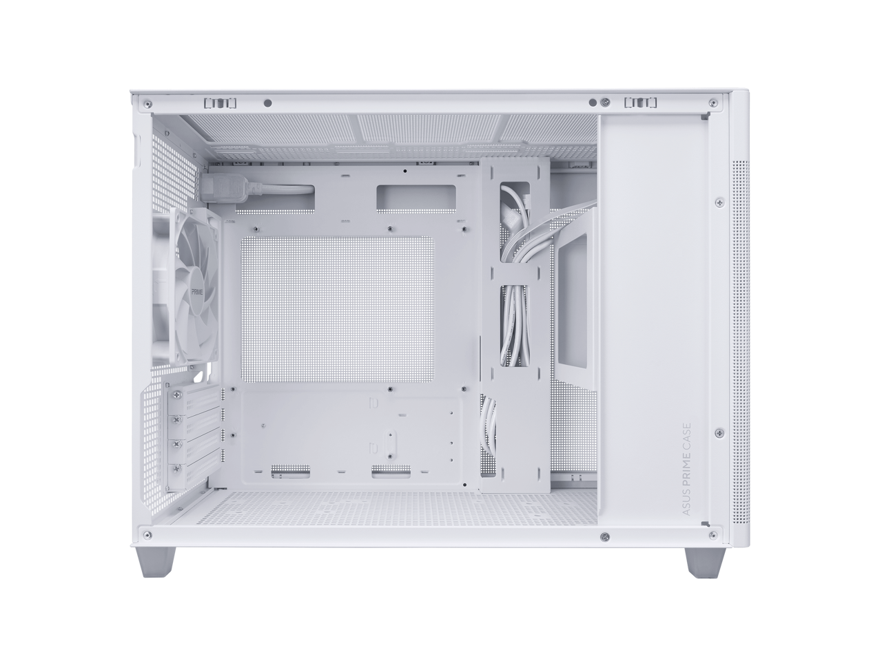 ASUS Prime AP201 White MicroATX Tempered Glass Edition Supports Graphics Cards up to 338mm, 360mm Coolers, & Standard ATX PSUs, Tool-Free Side Panels, Tempered Glass Side & Front Panel USB Type-C®