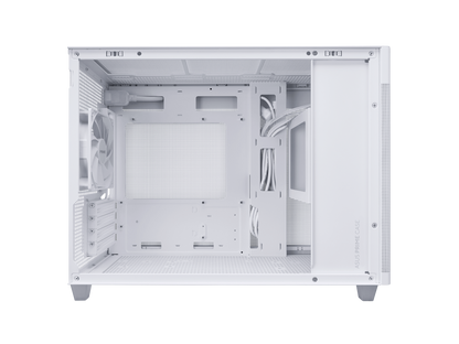 ASUS Prime AP201 White MicroATX Tempered Glass Edition Supports Graphics Cards up to 338mm, 360mm Coolers, & Standard ATX PSUs, Tool-Free Side Panels, Tempered Glass Side & Front Panel USB Type-C®