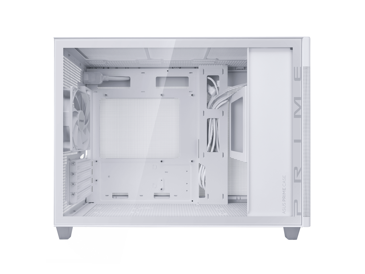 ASUS Prime AP201 White MicroATX Tempered Glass Edition Supports Graphics Cards up to 338mm, 360mm Coolers, & Standard ATX PSUs, Tool-Free Side Panels, Tempered Glass Side & Front Panel USB Type-C®