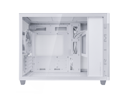 ASUS Prime AP201 White MicroATX Tempered Glass Edition Supports Graphics Cards up to 338mm, 360mm Coolers, & Standard ATX PSUs, Tool-Free Side Panels, Tempered Glass Side & Front Panel USB Type-C®