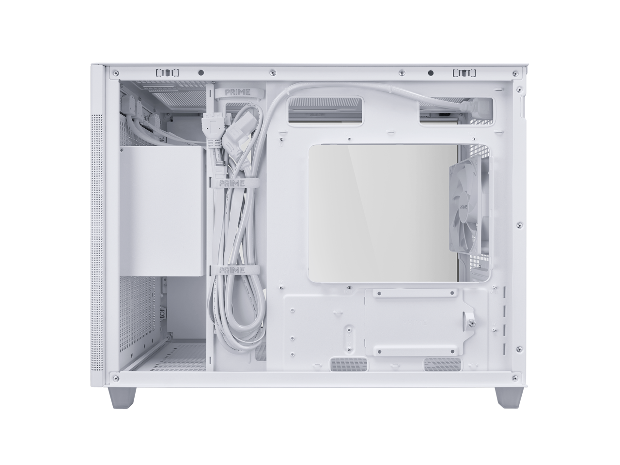 ASUS Prime AP201 White MicroATX Tempered Glass Edition Supports Graphics Cards up to 338mm, 360mm Coolers, & Standard ATX PSUs, Tool-Free Side Panels, Tempered Glass Side & Front Panel USB Type-C®
