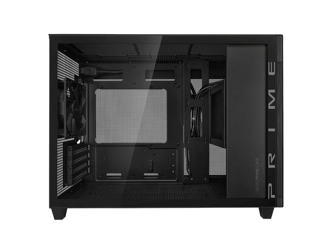 ASUS Prime AP201 Black MicroATX Tempered Glass Edition Supports Graphics Cards up to 338mm, 360mm coolers, & Standard ATX PSUs, Tool-Free side panels, Tempered Glass side & Front Panel USB Type-C®