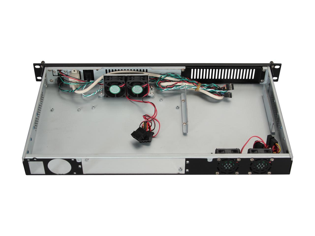 Athena Power RM-1U100D Black Aluminum / Steel 1U Rackmount Server Case 1 External 5.25" Drive Bays