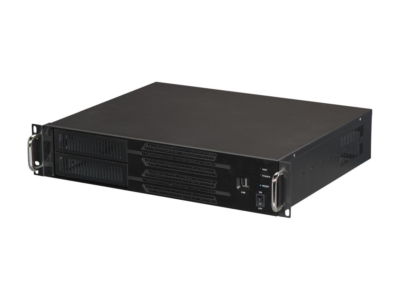 Athena Power RM-2U200H Black Aluminum / Steel 2U Rackmount Server Case 1 External 5.25" Drive Bays