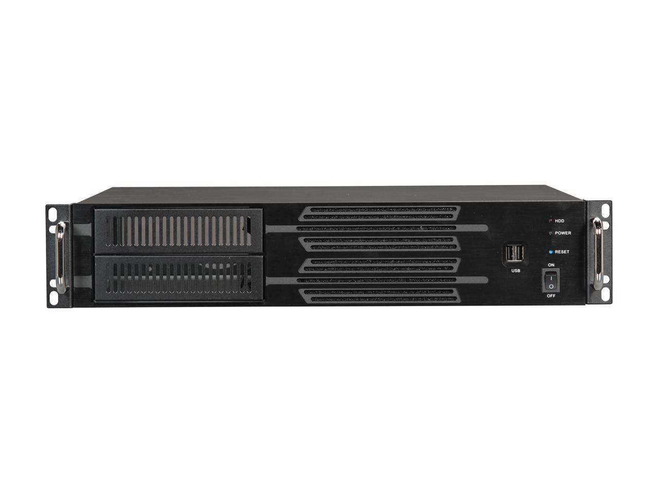 Athena Power RM-2U200H Black Aluminum / Steel 2U Rackmount Server Case 1 External 5.25" Drive Bays