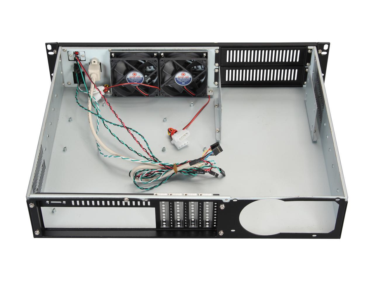 Athena Power RM-2U200H Black Aluminum / Steel 2U Rackmount Server Case 1 External 5.25" Drive Bays