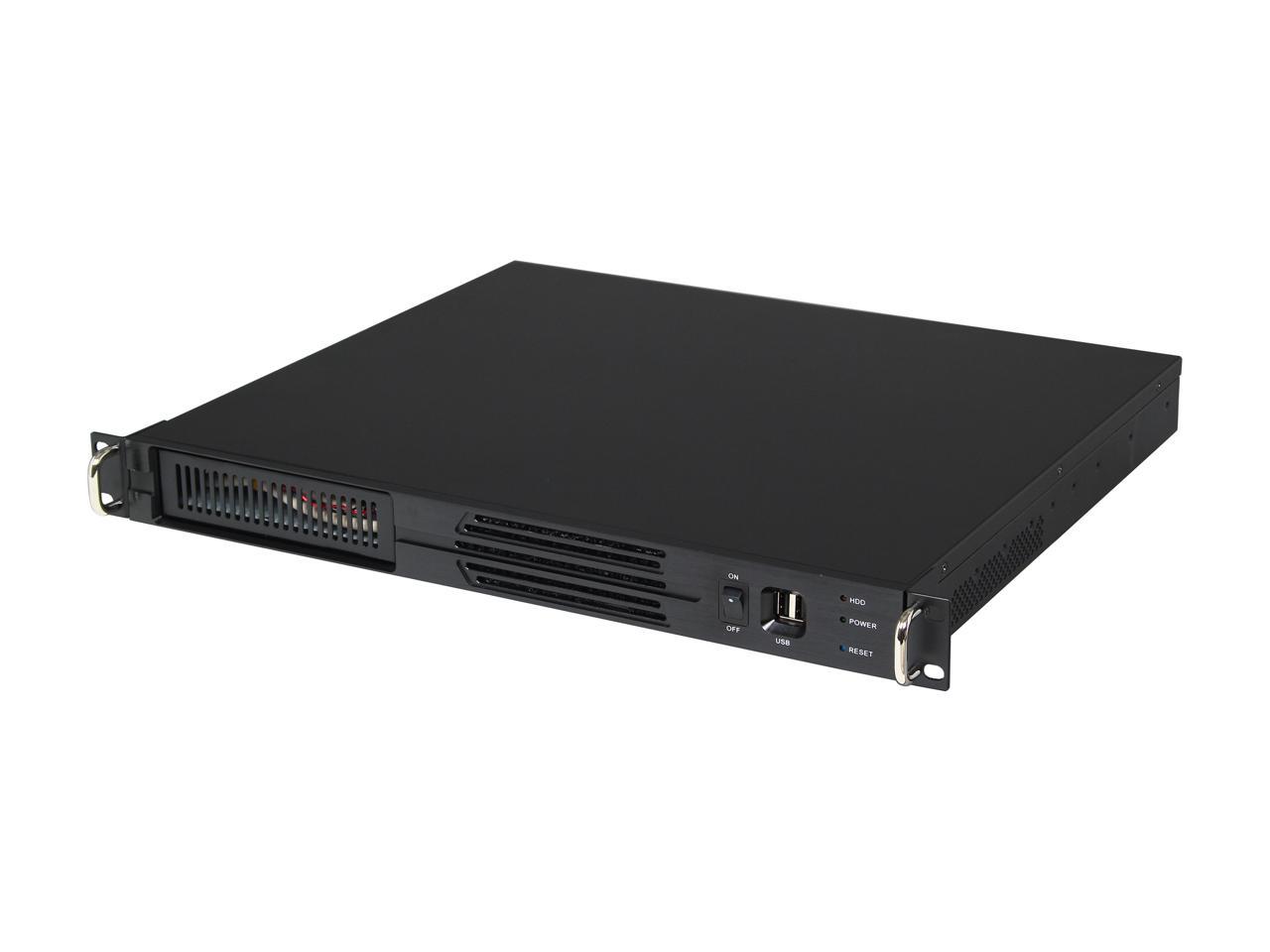 Athena Power RM-1U100DM Black Aluminum / Steel 1U Rackmount Server Case 1 External 5.25" Drive Bays