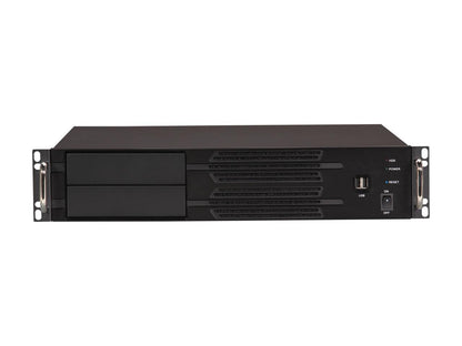 Athena Power RM-2U200H708 Black Aluminum Front Panel 2U Rackmount Server Case w/ Micro PS3 700W 80 PLUS BRONZE 2 External 5.25" Drive Bays, compact size under 14" Depth