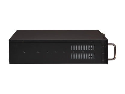 Athena Power RM-2U200H708 Black Aluminum Front Panel 2U Rackmount Server Case w/ Micro PS3 700W 80 PLUS BRONZE 2 External 5.25" Drive Bays, compact size under 14" Depth