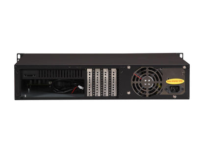 Athena Power RM-2U200H708 Black Aluminum Front Panel 2U Rackmount Server Case w/ Micro PS3 700W 80 PLUS BRONZE 2 External 5.25" Drive Bays, compact size under 14" Depth