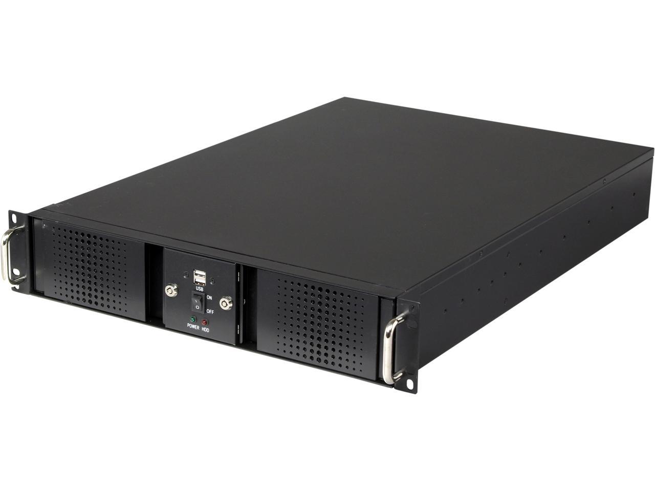 Athena Power RM-DD2U24E608 Black 1.2mm Steel 2U Rackmount Server Case 600W 80 PLUS Bronze 4 External 5.25" Drive Bays