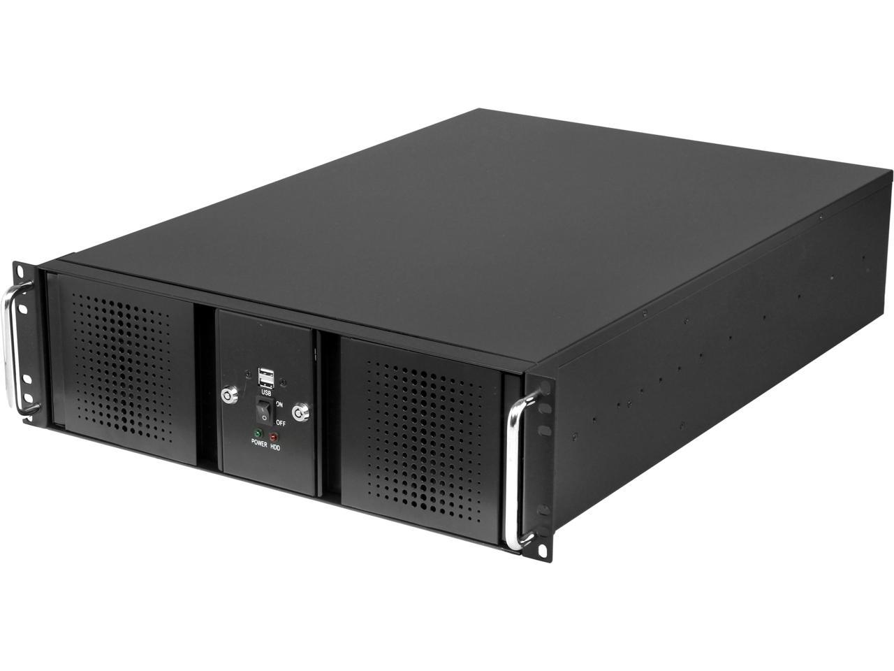 Athena Power RM-DD3U36E808 Black 1.2mm Steel 3U Rackmount Server Case 800W 80 PLUS Bronze 6 External 5.25" Drive Bays