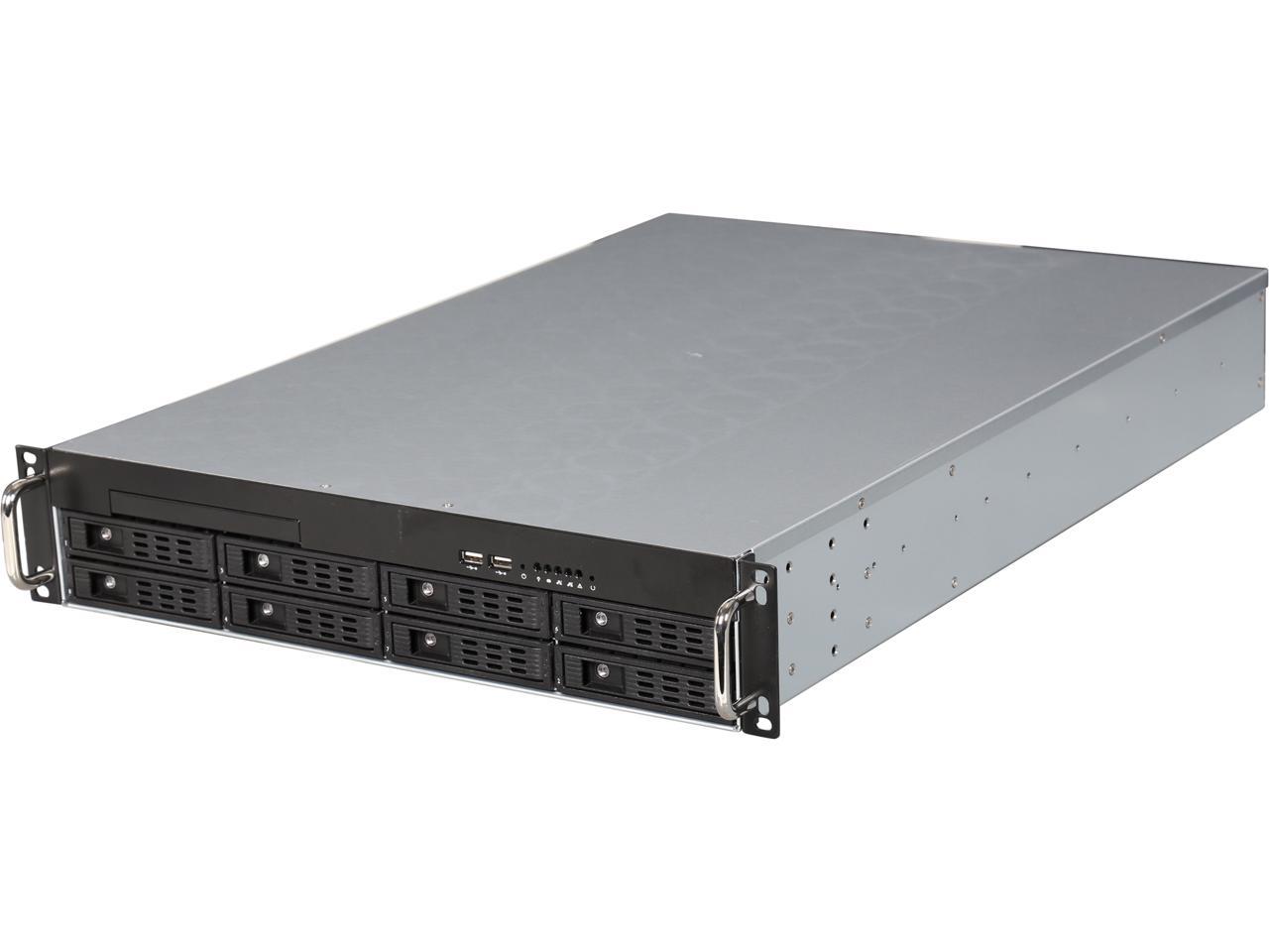 Athena Power RM-2U2083HE Black 1.0mm SGCC 2U Rackmount Server Chassis 2U Single Micro 2U Redundant (WxHxD: 2.99" x 3.3" x 9.84") Flex ATX
