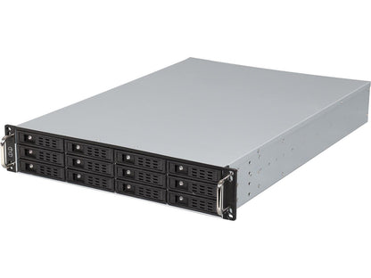 Athena Power RM-2U2123HE Black 1.0mm SGCC 2U Rackmount Server Chassis 2U Single Micro 2U Redundant (WxHxD: 2.99" x 3.3" x 9.84")