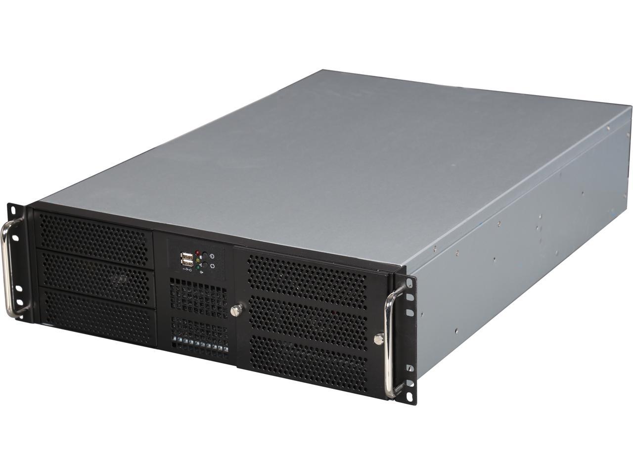 Athena Power RM-3U306460P4 Silver/Black 1.2mm SGCC 3U Rackmount Server Case PS2 600W IPC Power supply 4 External 5.25" Drive Bays - OEM