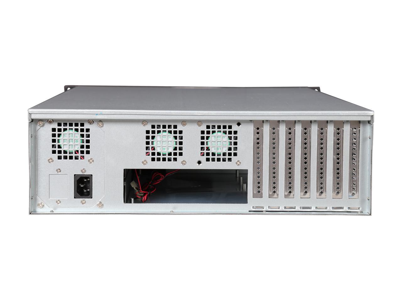 Athena Power RM-3U306460P4 Silver/Black 1.2mm SGCC 3U Rackmount Server Case PS2 600W IPC Power supply 4 External 5.25" Drive Bays - OEM