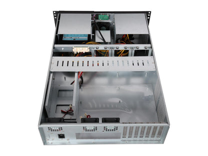 Athena Power RM-3U306460P4 Silver/Black 1.2mm SGCC 3U Rackmount Server Case PS2 600W IPC Power supply 4 External 5.25" Drive Bays - OEM