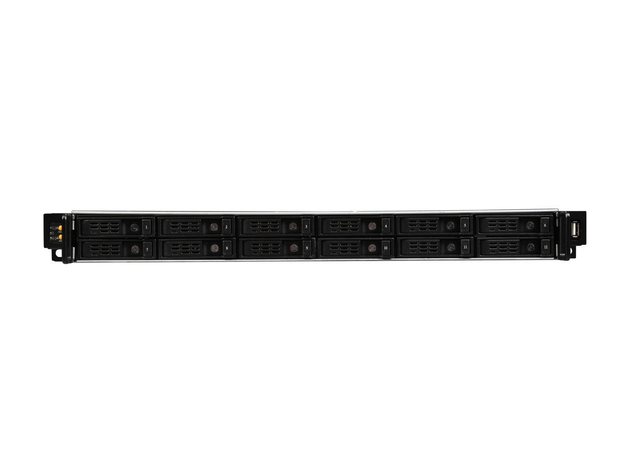 Athena Power RM-1U1122HE6 12 x 2.5â€? SAS / SATA Hot Swap, 1.2mm SGCC 1U Rackmount Server Storage Case Only, 1U Single / Micro Redundant - OEM