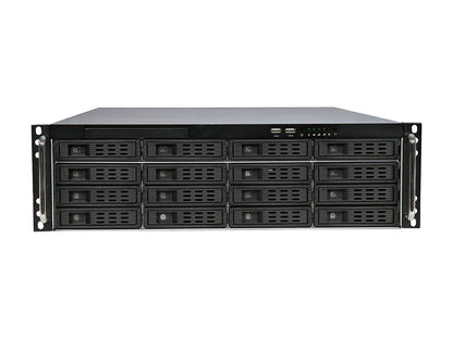 Athena Power RM-3U3163HE12 12Gb/s 3U Hot-Swap 16-Bay E-ATX Rackmount Server Chassis w/ 12Gbps Mini-SAS Backplane Supports 16 x 3.5" or 2.5" SAS / SATA SSD / HDD - Support E-ATX (12" x 13") M/B - Exter - OEM
