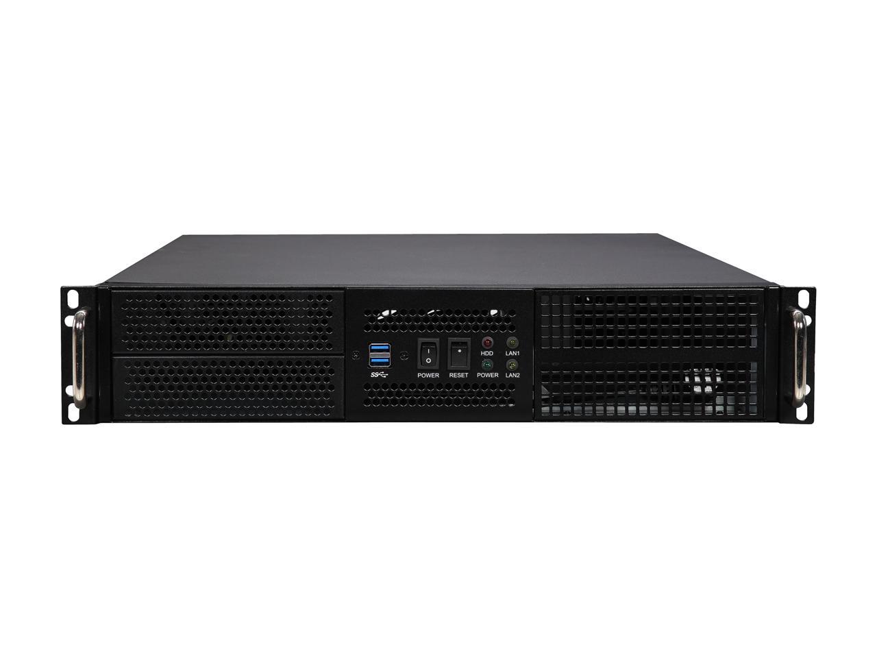 Athena Power RM-2UWIN525 Black 1.2mm SECC 2U Rackmount Server Case PS2 Single (Front) PS3 Single (Front) 1 External 5.25" Drive Bays - OEM