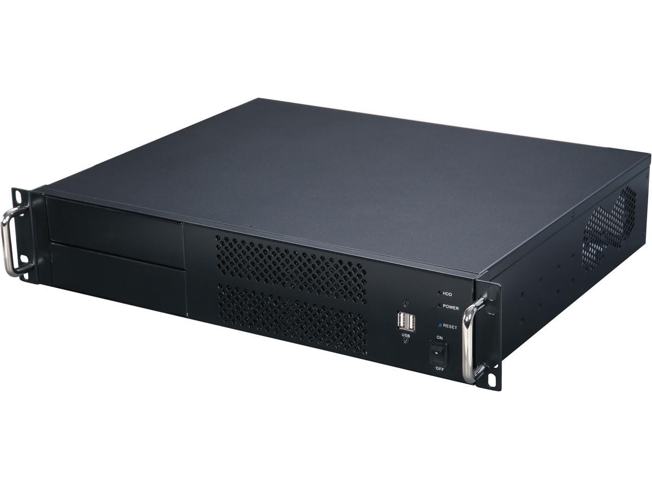 Athena Power RM-2UC238 Black 1.0mm SECC 2U Rackmount Server Case PS3 Single 2 External 5.25" Drive Bays - OEM