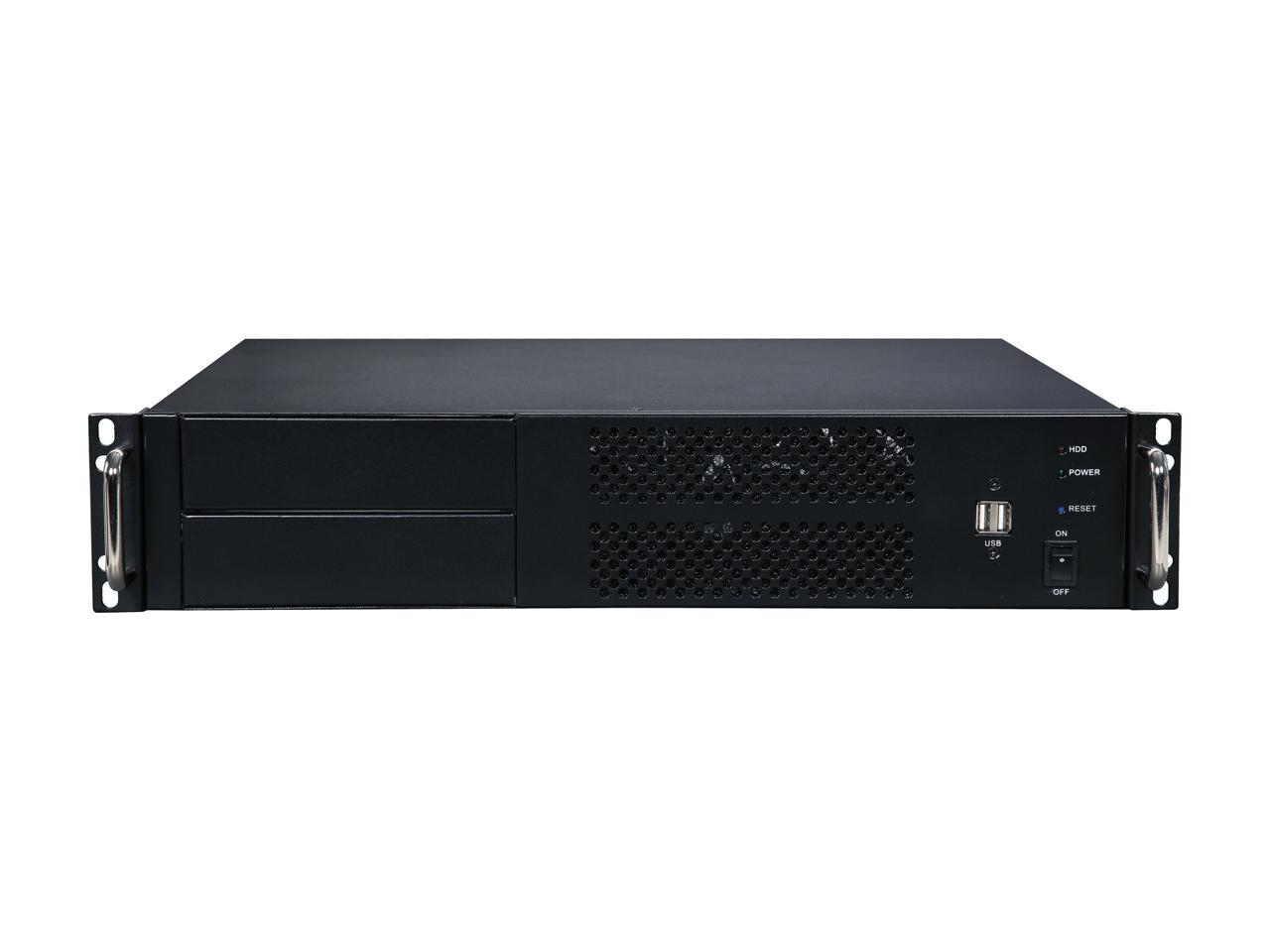 Athena Power RM-2UC238 Black 1.0mm SECC 2U Rackmount Server Case PS3 Single 2 External 5.25" Drive Bays - OEM