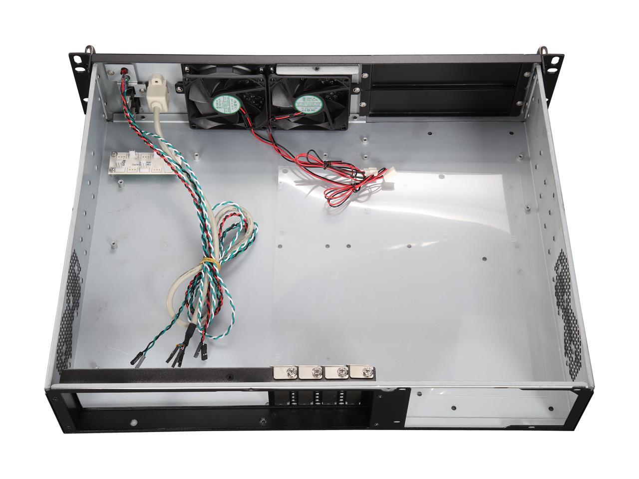 Athena Power RM-2UC238 Black 1.0mm SECC 2U Rackmount Server Case PS3 Single 2 External 5.25" Drive Bays - OEM