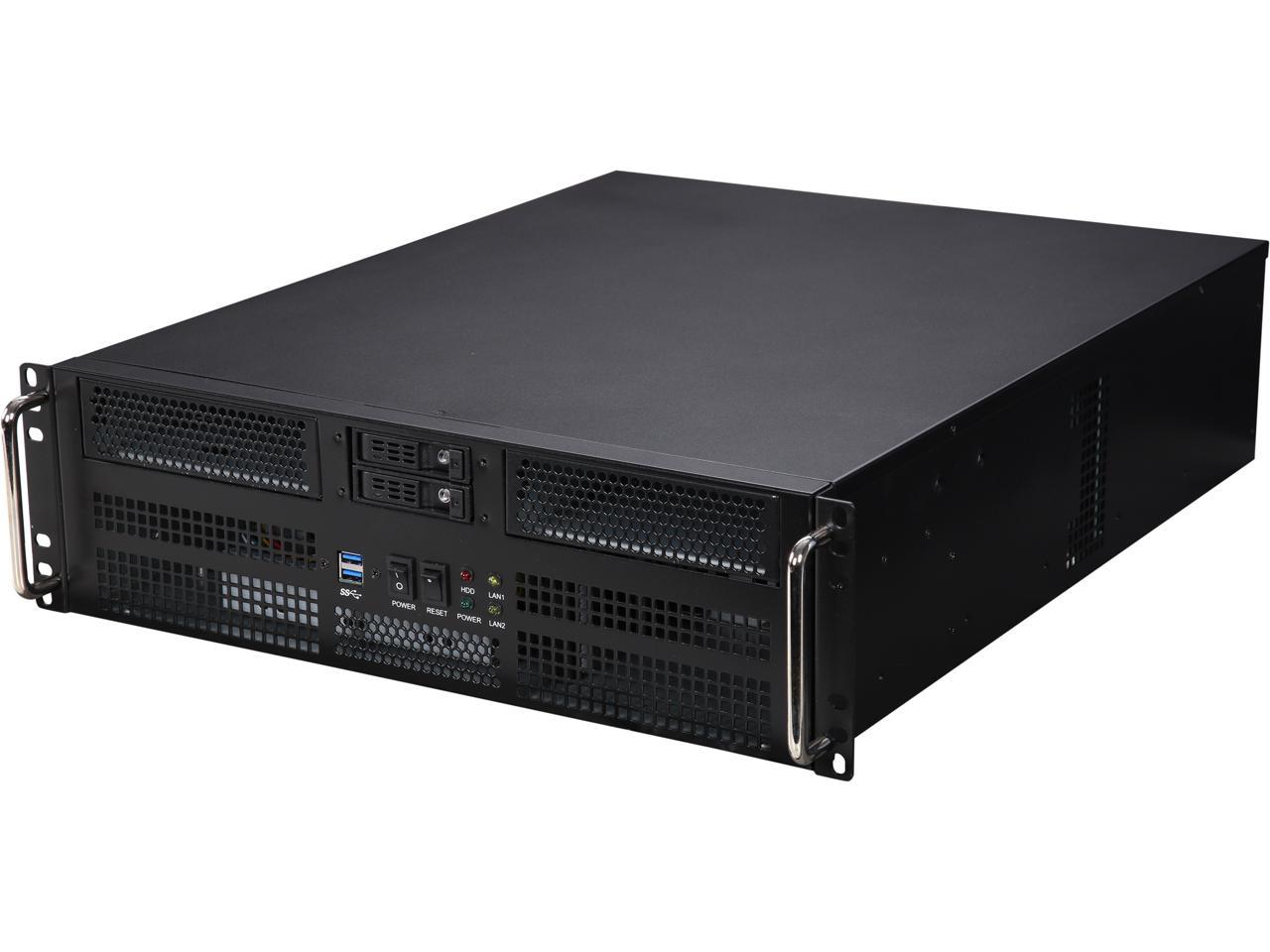 Athena Power RM-3U8G525 Black SGCC (T=1.2mm) 3U Rackmount Server Case 2 External 5.25" Drive Bays - OEM