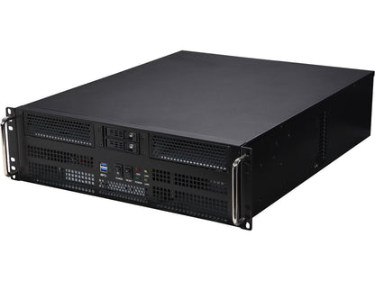 Athena Power RM-3U8G525 Black SGCC (T=1.2mm) 3U Rackmount Server Case 2 External 5.25" Drive Bays - OEM