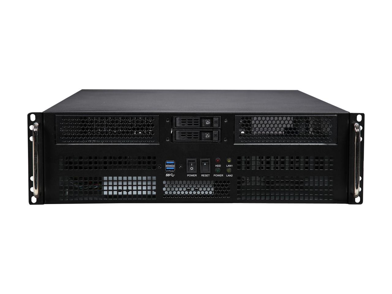 Athena Power RM-3U8G525 Black SGCC (T=1.2mm) 3U Rackmount Server Case 2 External 5.25" Drive Bays - OEM