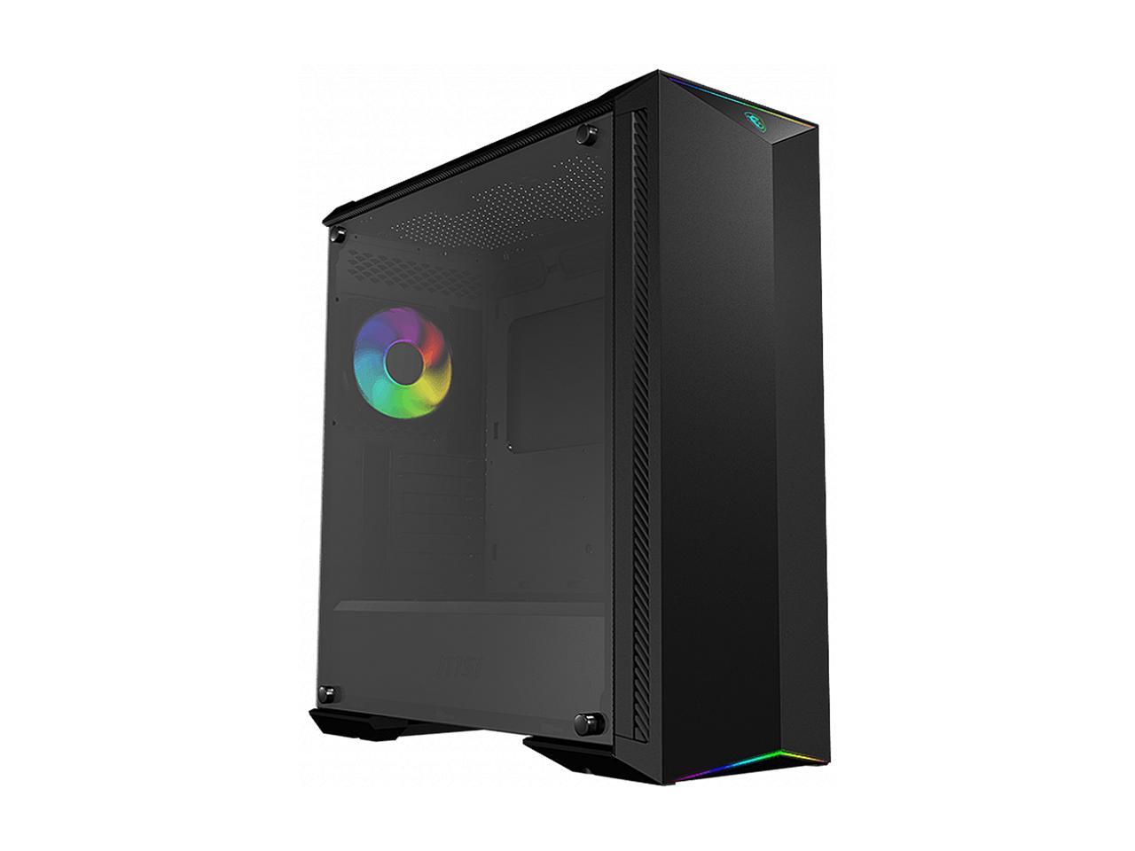 MSI MPG GUNGNIR 100 Mid-Tower Chassis Support up to EATX Motherboard, 3D-PRINTING Customized Parts, Side Panel of 4mm Tempered Glass, 120mm ARGB Fan, 1 to 8 ARGB LED Hub, Reserved Cooling Space and Front USB 3.0 Ports