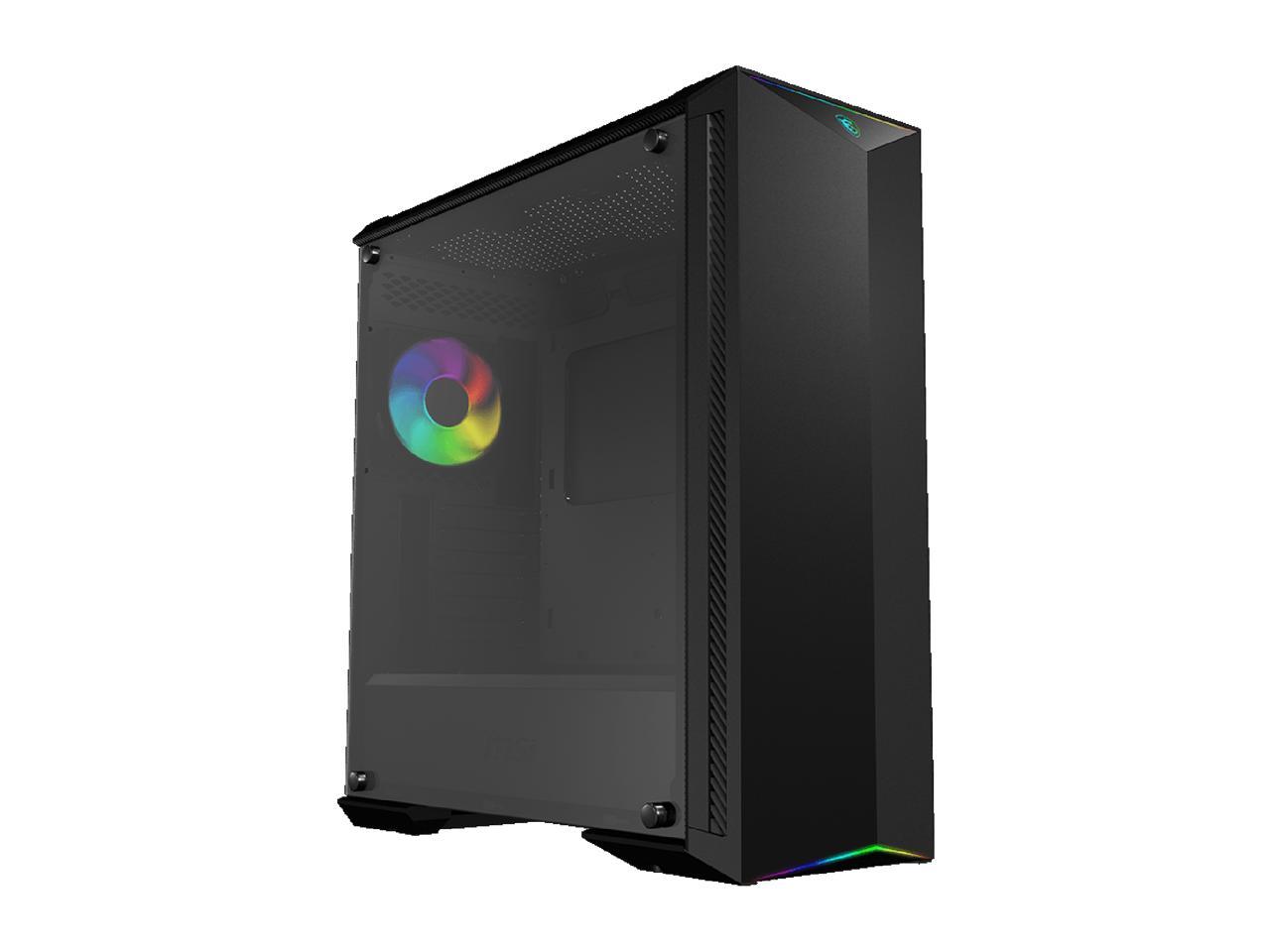 MSI MPG GUNGNIR 100 Mid-Tower Chassis Support up to EATX Motherboard, 3D-PRINTING Customized Parts, Side Panel of 4mm Tempered Glass, 120mm ARGB Fan, 1 to 8 ARGB LED Hub, Reserved Cooling Space and Front USB 3.0 Ports