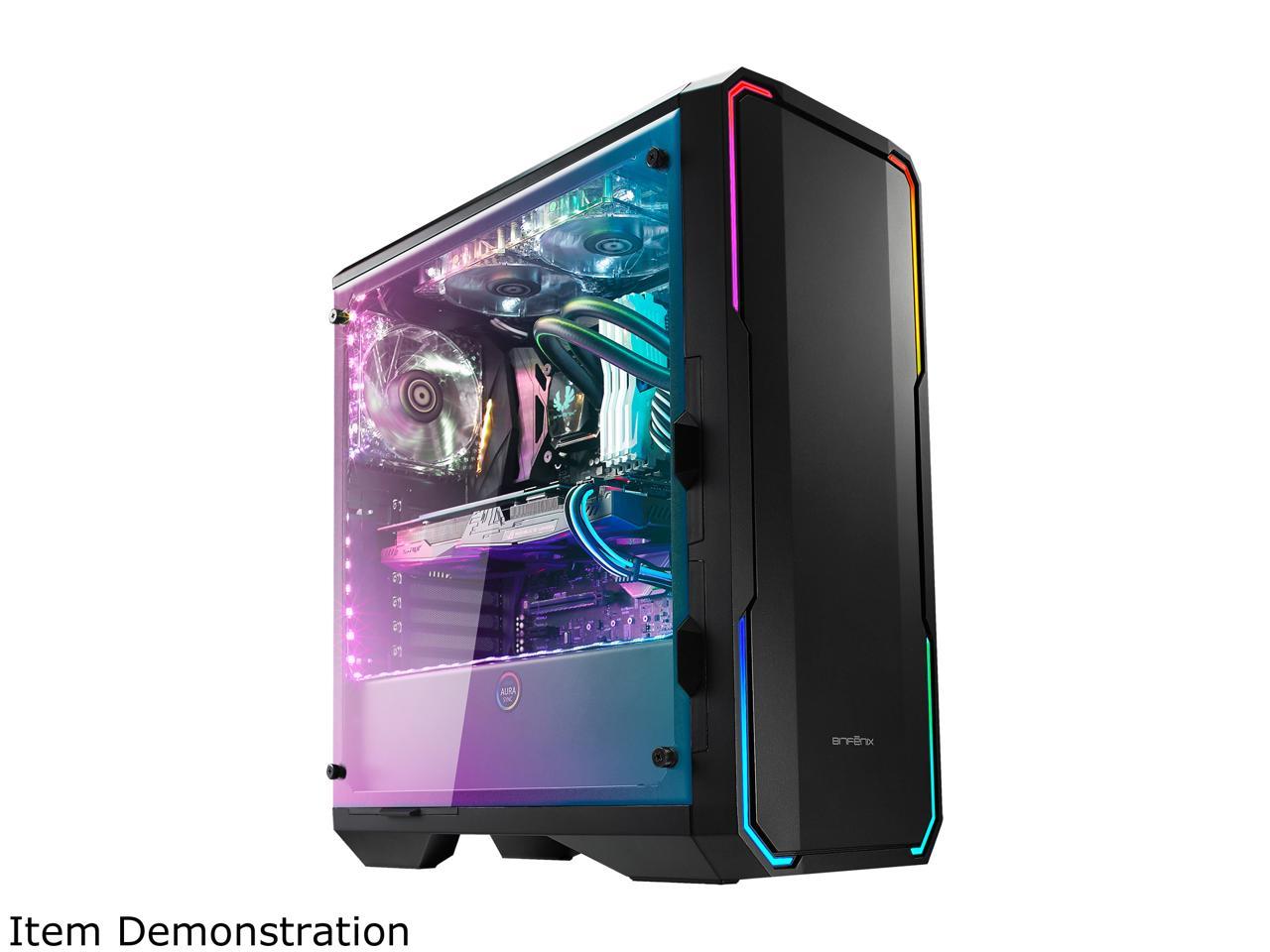 BitFenix Enso Case Black, Tempered Glass Window Side Panel, ATX/Micro ATX/Mini ITX Form Factor, Asus AURA SYNC 3 pin Addressable RGB LED, ATX PSU Compatible BFC-ENS-150-KKWGK-RP
