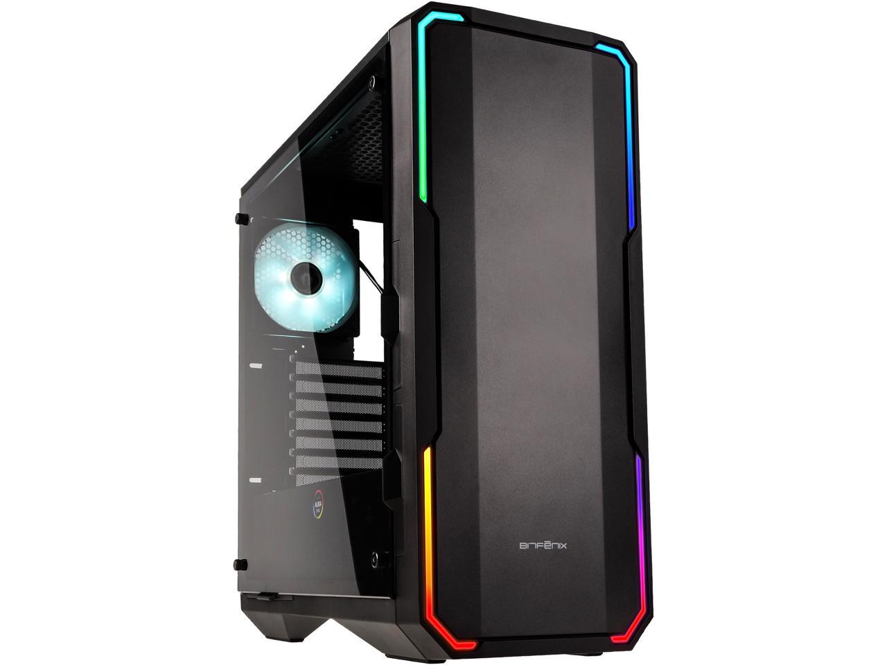 BitFenix Enso Case Black, Tempered Glass Window Side Panel, ATX/Micro ATX/Mini ITX Form Factor, Asus AURA SYNC 3 pin Addressable RGB LED, ATX PSU Compatible BFC-ENS-150-KKWGK-RP