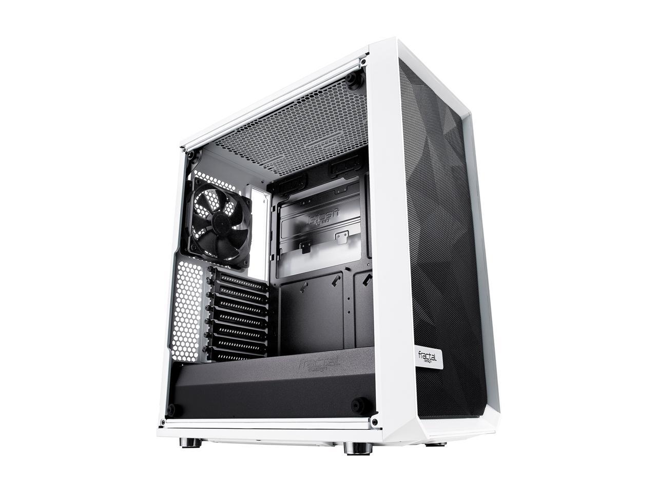 Fractal Design Meshify C White - TG FD-CA-MESH-C-WT-TGC White Steel / Tempered Glass ATX Mid Tower High-Airflow Compact Clear Tempered Glass Computer Case