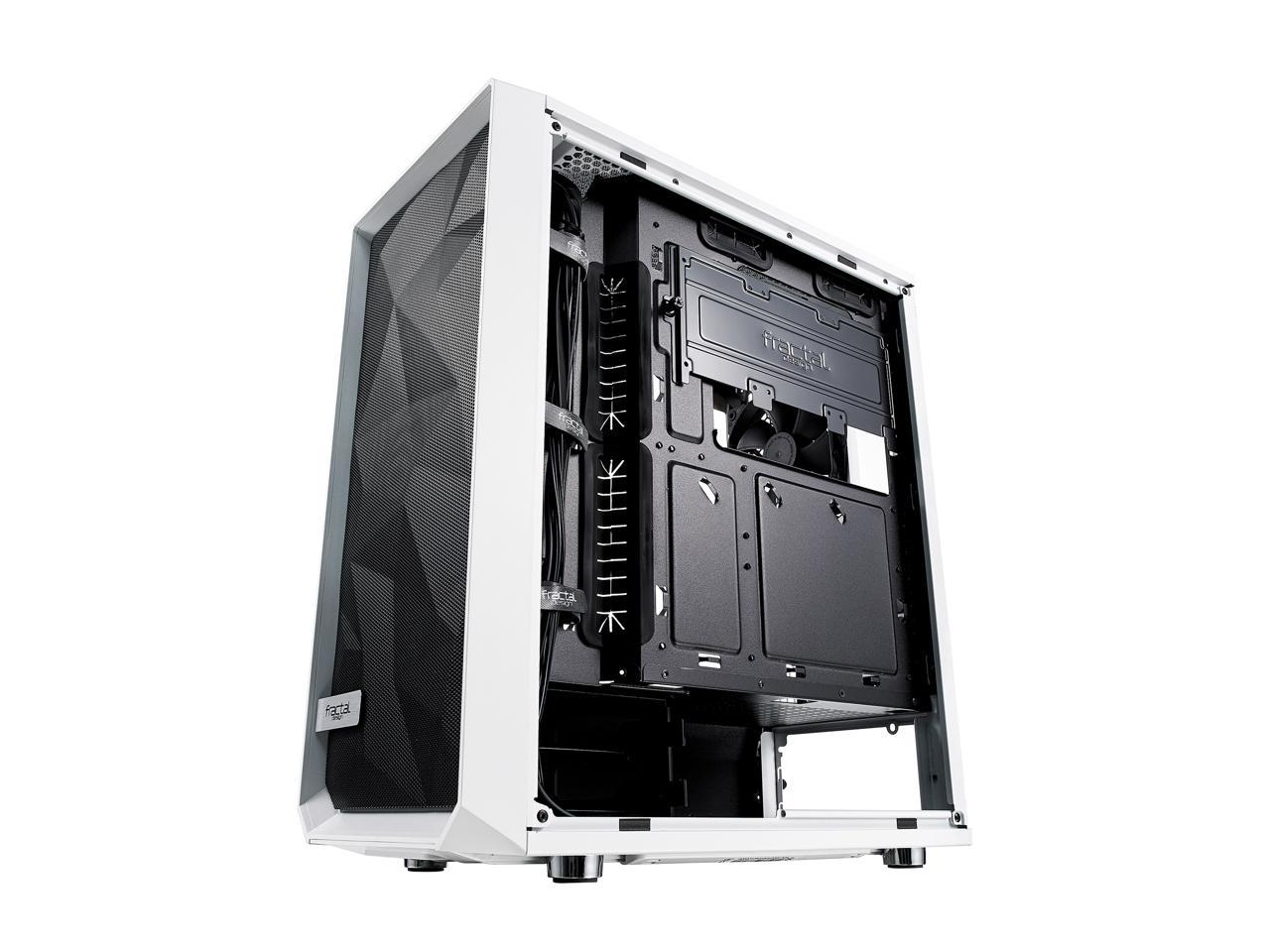 Fractal Design Meshify C White - TG FD-CA-MESH-C-WT-TGC White Steel / Tempered Glass ATX Mid Tower High-Airflow Compact Clear Tempered Glass Computer Case