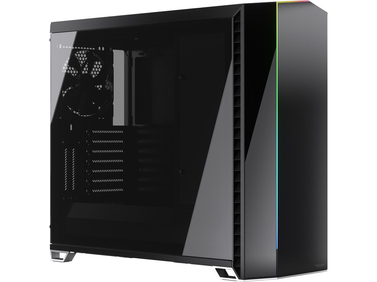 Fractal Design Vector RS Blackout ATX Silent Modular Dark Tint Tempered Glass Window Mid Tower Computer Case with ARGB LED strip and Adjust R1 RGB Controller