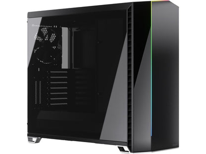 Fractal Design Vector RS Blackout ATX Silent Modular Dark Tint Tempered Glass Window Mid Tower Computer Case with ARGB LED strip and Adjust R1 RGB Controller