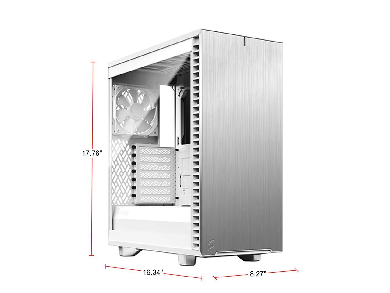 Fractal Design Define 7 Compact White Brushed Aluminum/Steel ATX Compact Silent Tempered Glass Window Mid Tower Computer Case, FD-C-DEF7C-04