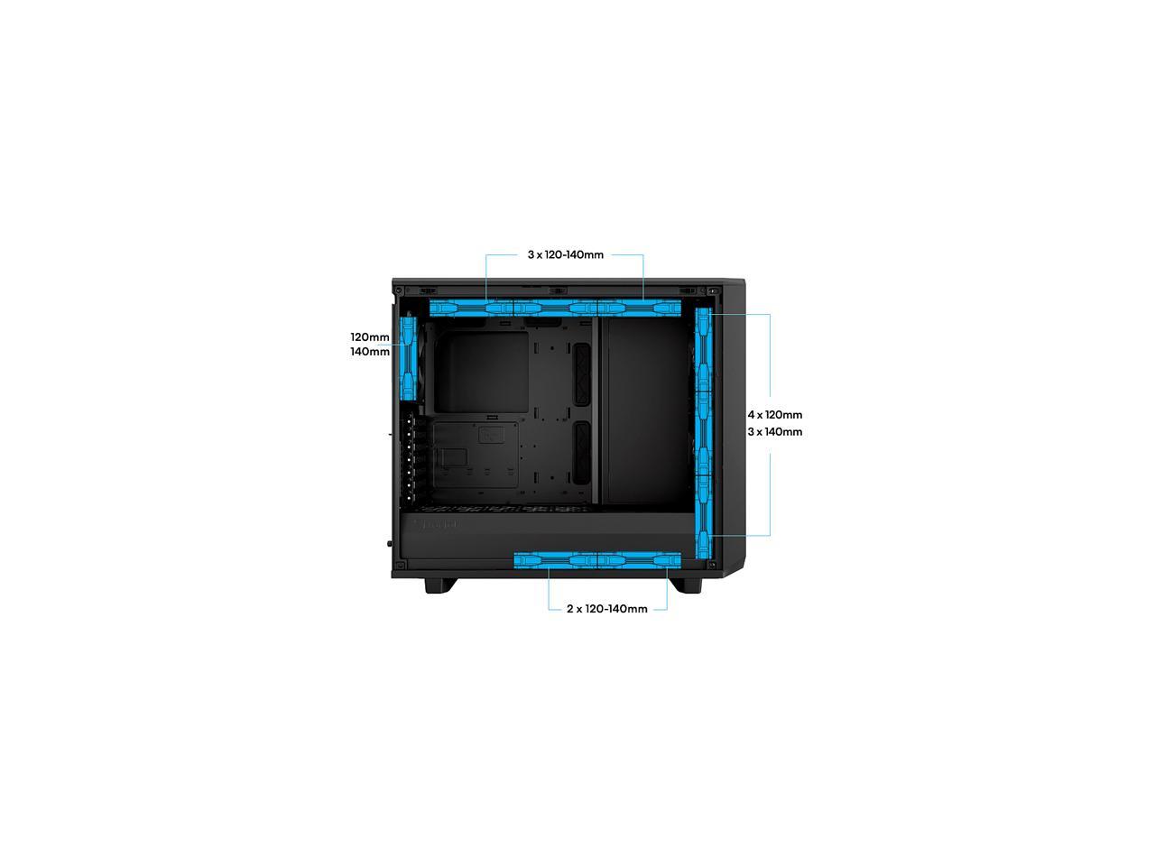 Fractal Design Meshify 2 Black ATX Flexible Dark Tinted Tempered Glass Window Mid Tower Computer Case, FD-C-MES2A-02