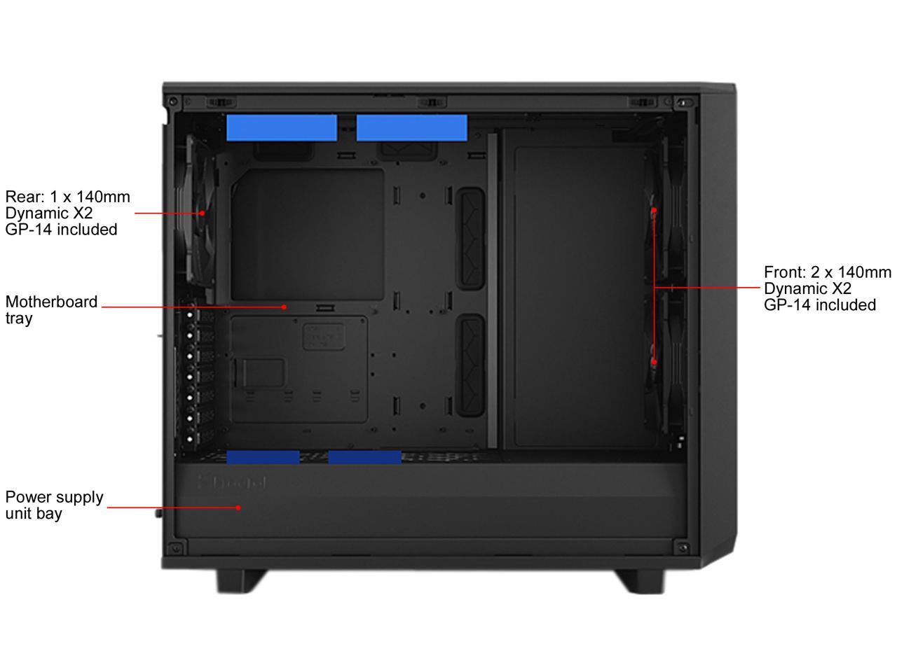 Fractal Design Meshify 2 Black ATX Flexible Dark Tinted Tempered Glass Window Mid Tower Computer Case, FD-C-MES2A-02