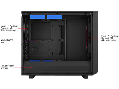 Fractal Design Meshify 2 Black ATX Flexible Dark Tinted Tempered Glass Window Mid Tower Computer Case, FD-C-MES2A-02