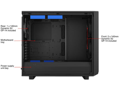 Fractal Design Meshify 2 Black ATX Flexible Light Tinted Tempered Glass Window Mid Tower Computer Case, FD-C-MES2A-03