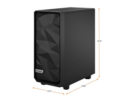 Fractal Design Meshify 2 Compact Black ATX Flexible High-Airflow Mid Tower Computer Case, FD-C-MES2C-01