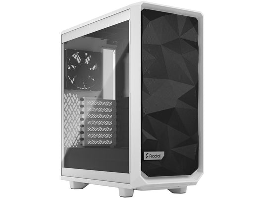 Fractal Design Meshify 2 Compact White ATX Flexible High-Airflow Tempered Glass Window Mid Tower Computer Case, FD-C-MES2C-05